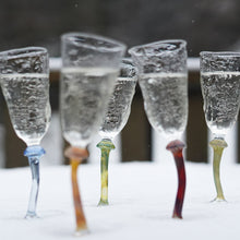 Load image into Gallery viewer, Forest Fern Champagne Glass, mushroom stem - set of 6