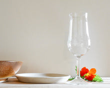 Load image into Gallery viewer, Handblown prosecco glass with mountain design