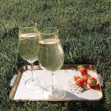 Load image into Gallery viewer, Handblown prosecco glass with mountain design