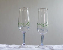 Load image into Gallery viewer, Pair of coloured-line mountain champagne glasses, pair A
