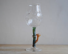 Load image into Gallery viewer, Wine glass with fancy mushroom stem, Turkey tail
