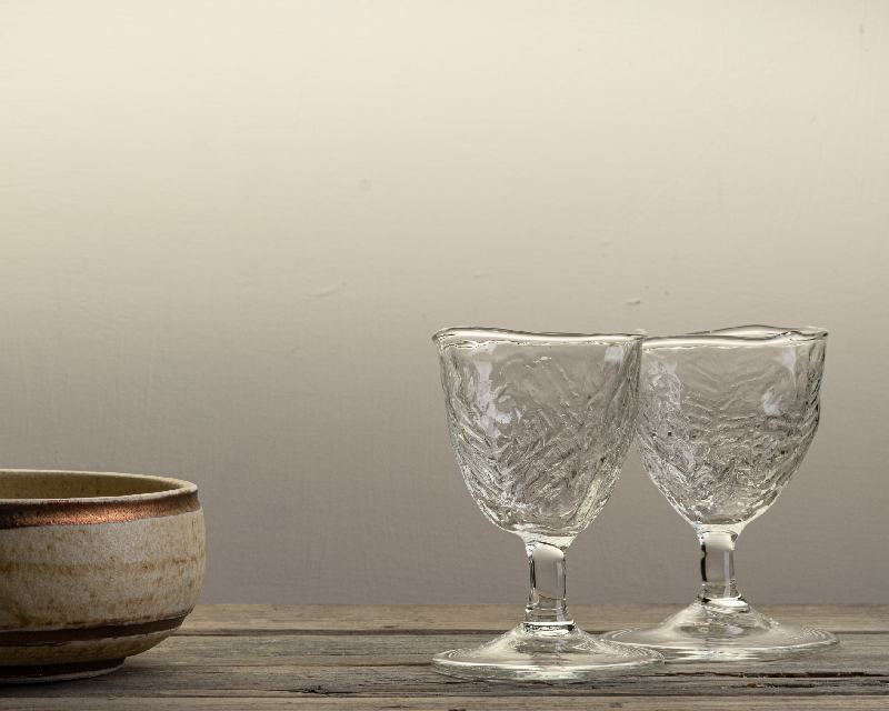 Handblown tipple glass with pine texture
