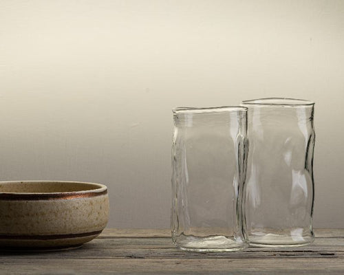 Handblown glass log tumbler 